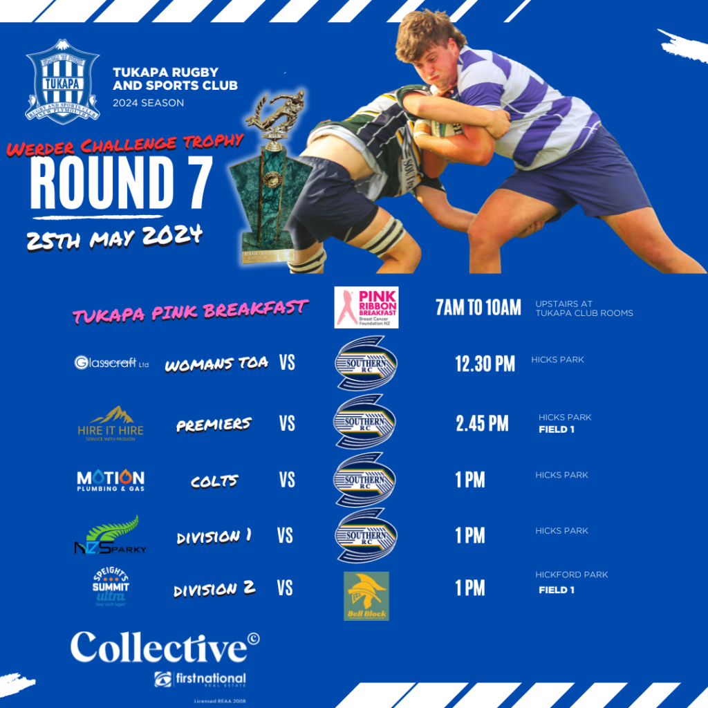 Taranaki Club Rugby Rd 7 Tukapa schedule