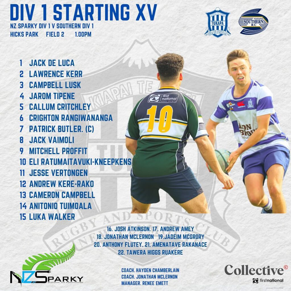 Tukapa Div 1 Team 25 May 2024